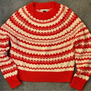 American Eagle Outfitters Fair Isle Sweater - Small - Red /White